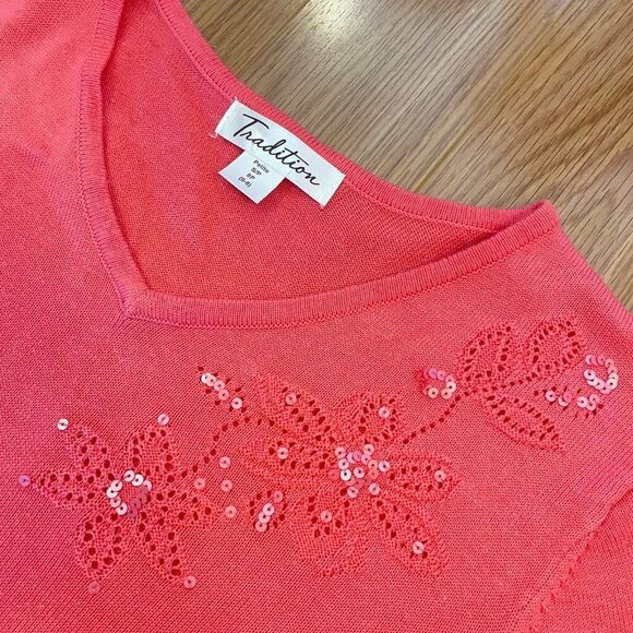 NWT Pink Floral Knit Cottagecore Tee Blouse - Picture 5 of 12